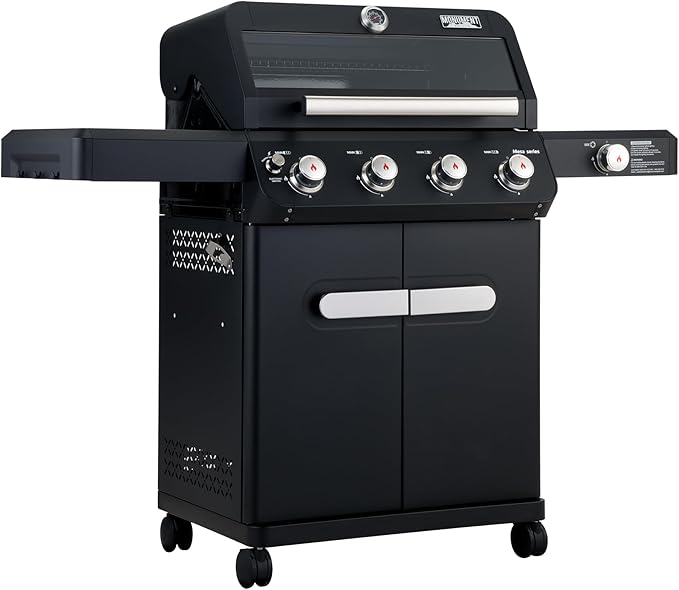 Monument Grills 4+1 Outdoor Barbecue Stainless Steel 4 Burners &amp 1 Side Burner Propane Gas Grill 52000 BTU Patio Garden Barbecue Grill with Knob Controls Mesa425 Black