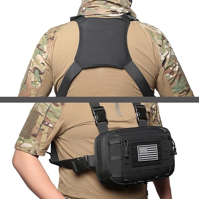 Tactical Chest Pack EDC Chest Bag Utility Molle Chest Rig Pouch with CCW Compartment Adjustable Strap Admin Pouch