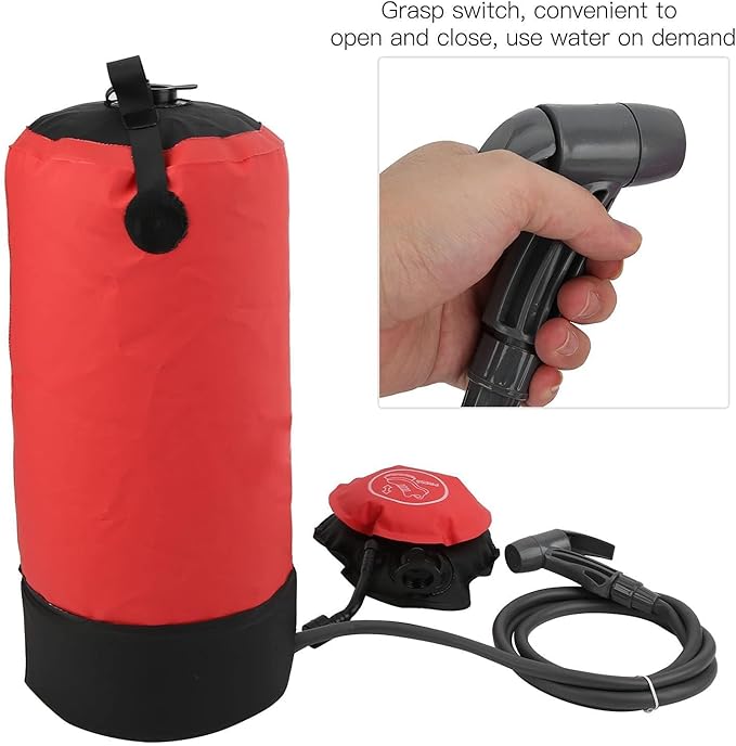 Solar Shower Bag 11L Portable Camping Shower Bag Special Nozzle Design Outdoor Shower with Shower Head Tube for Camping Hiking Traveling