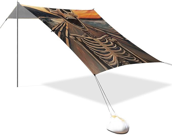 ALAZA Screaming Skull Beach Tent Sun Shelter Portable Canopy Sunshade for Outdoor Camping Picnics Backyard Fun 10x9 ft