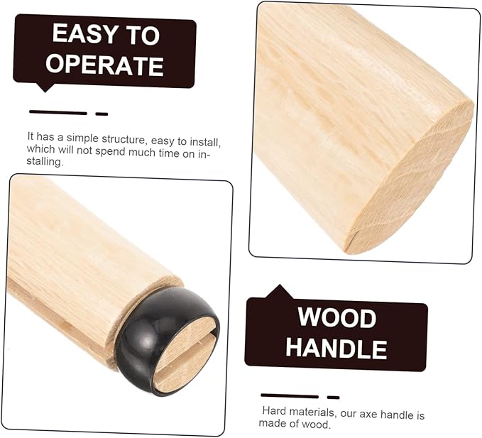 GALPADA 2set Wooden Replacement Handle for Hatchets Ergonomic Smooth Finish for Wood Splitting Camping for Efficient Firewood Chopping