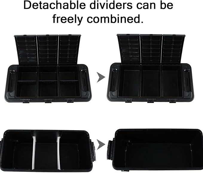 Sadstory 20 Gallon Plastic Wheeled Industrial Storage Tote Heavy-Duty Industrial Storage Toolbox with Compartment 2 Pakcs Black