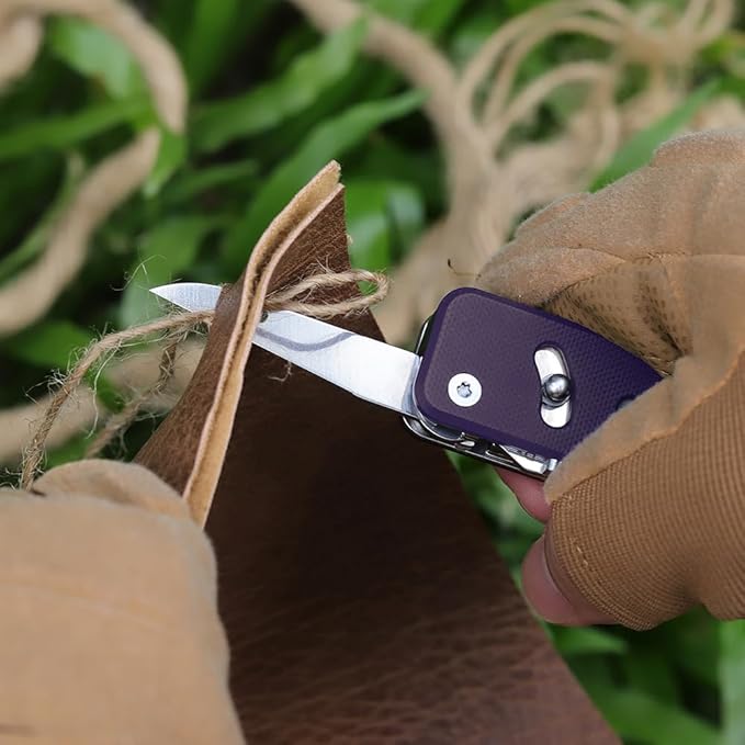 ROXON S503G 9 in 1 Mini Multi Tool EDC Pocket Knife Multitool with G10 HandleScissorsScrewdriverThreaderAwl Flat ScrewdriverRulerTweezers for Outdoors Fishing CampingGifts for Men (Purple)