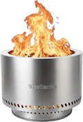 19.5 Inch Smokeless Fire Pit VivaGarden Outdoor Wood Burning Fire Pit with Carry Bag Stainless Steel Firepit for Camping Backyard Patio Bonfire &amp Garden Gatherings (Silver)