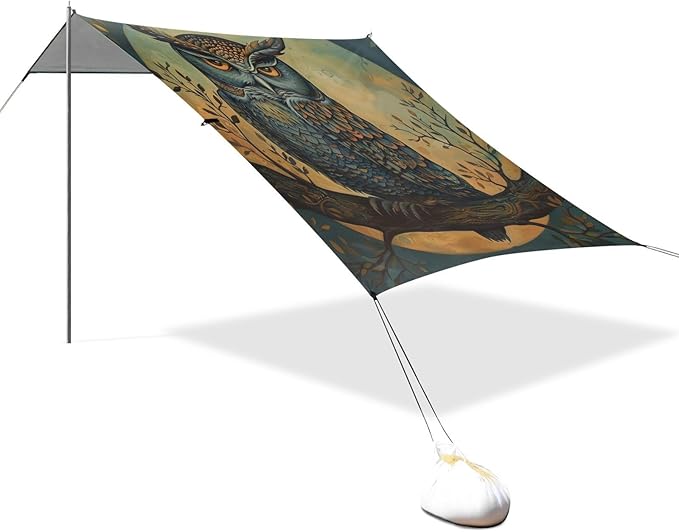 ALAZA Owl Tree Beach Tent Sun Shelter Portable Canopy Sunshade for Outdoor Camping Picnics Backyard Fun 10x9 ft