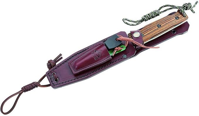 PUMA IP Spanish Made Chispero Bocote Wood Survival Knife Leather Sheath with Fire Starter