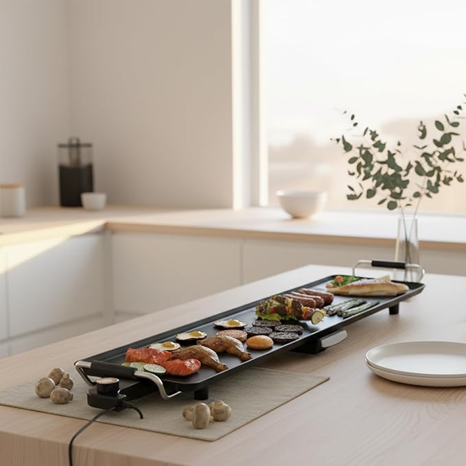 Costzon 35.5 Electric Griddle 1400W Nonstick Extra Large Griddle Long Table Top Grill w/5-Level Temp &amp Drip Tray Indoor Outdoor Cooking Plates Teppanyaki Grill for Pancake BBQ Camping Gather