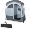 Tangkula Double Room Shower Tent Oversize Space Privacy Tent with Floor Removable Rain Fly Inside Pocket Clothesline Top Hook Portable Outdoor Changing Tent for Dressing Camping Toilet