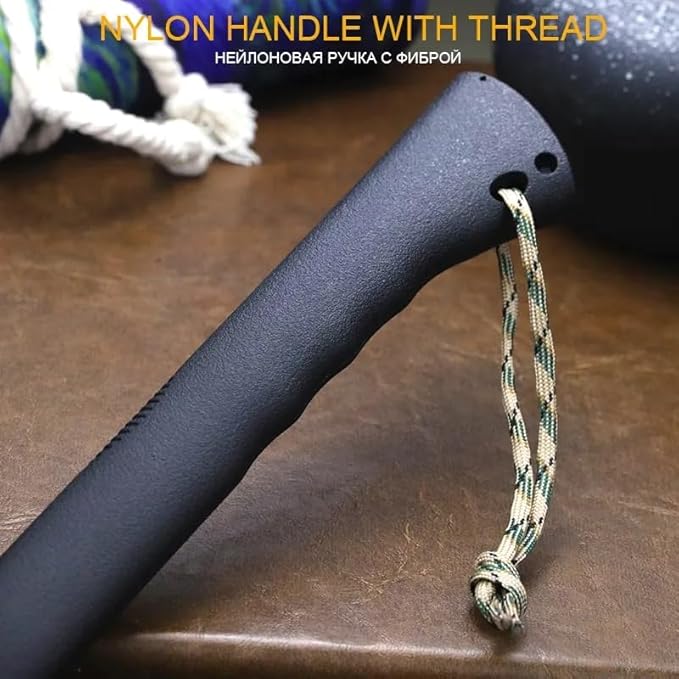 Camping Axe 14 inch hatchet Outdoor Survival Challenge Hiking Tactical Axe Throwing Axe Multi-Function Rope Cutter Saw Hammer (Axe with knife) Black