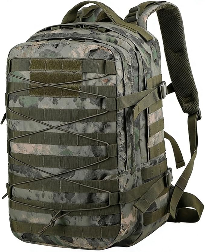 LINGYUE 25L Waterproof Tactical Backpack Lightweight Breathable Outdoor Hiking Daypack For Camping Travel Hunting Fits 14 Inch Laptop(Camouflage-f)
