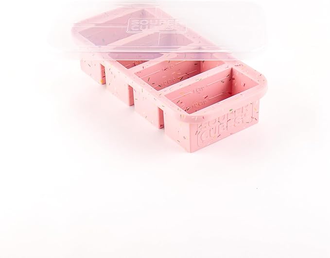 Souper Cubes 1 Cup Silicone Freezer Molds - Soup Cubes Perfect for Storing Broth Rice Leftovers and More - Silicone Freezer Trays with Lids for Meal Prep - Cotton Candy - 1-Pack