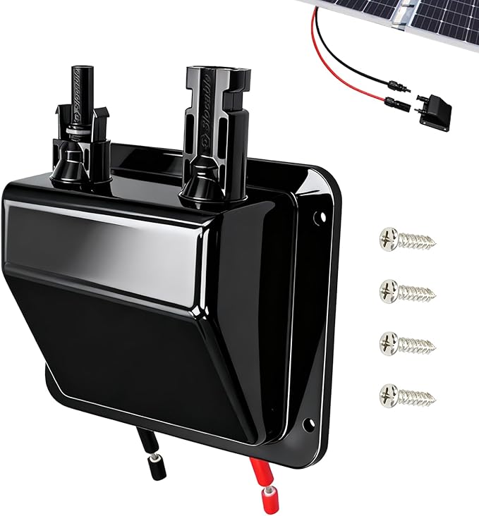Solar Cable Entry Gland 1FT 10AWG Soft Solar Extension Cable and Connector UV Resistance Dual Cable Entry Housing on Rv Boat Camper (30cm Black)