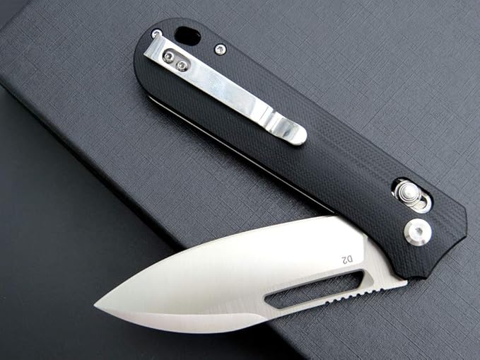 Eafengrow EF963 Folding Knife D2 Steel Blade G10 Handle EDC Tool Knives for Outdoor Working Camping (Black)