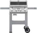 Monument Grills 4-Burner Liquid Propane Gas Grill Silver Stainless Steel Grill Outdoor Patio Garden Barbecue Grill with Clearview® Lid and One Foldable Shelf Mesa400MF