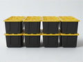 Heavy-Duty Storage Tote with Lid Black and Yellow 27 Gallon 30.6 W x 20.6 D x 14.3 H (8 PACK)