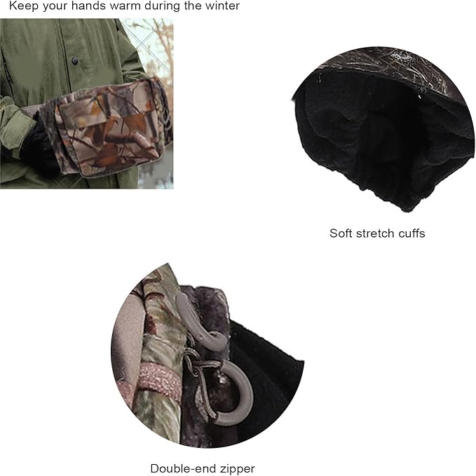 Warm Hand Muff Waist Bag Hand Warmer Pouch Camping Warm Gloves Belt Bag for Outdoor Activities with Camping Fishing Gloves Holder