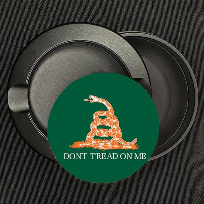 Brotherhood Metal Zyn Can | Metal Container for Zyn | Don't Tread on Me Flag | Gadsden Flag | Green Orange White