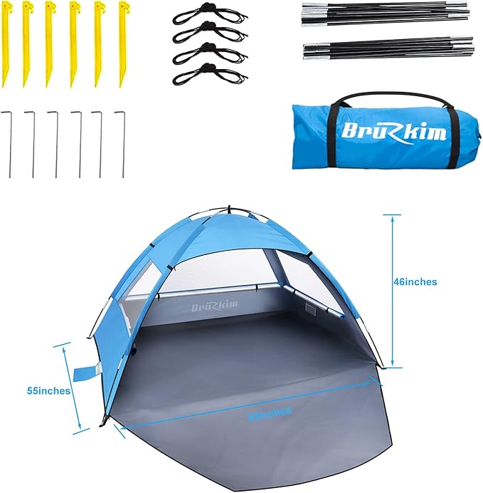 Beach Tent Sun Shelter for 2 Person Portable Foldable Lightweight Waterproof Windproof Easy Set Up for Family Camping Hiking Mountaineering Outdoor