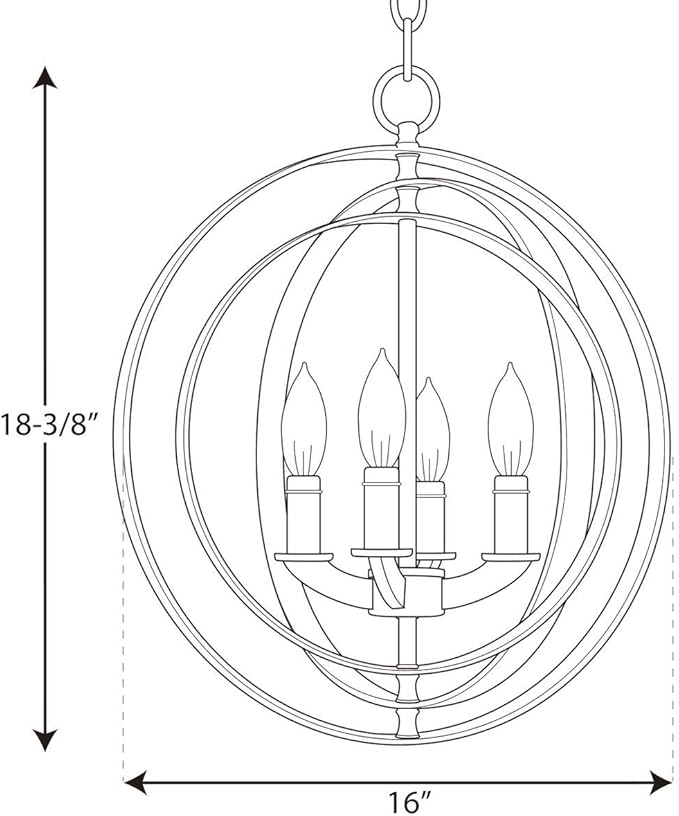 Progress Lighting Equinox Collection 4-Light Matching Glass New Traditional Sphere Pendant Light Antique Bronze