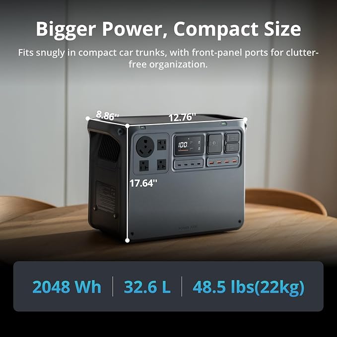 DJI Power 2000 Portable Power Station 2048Wh LFP Battery Compact Size 3000W Stable Output 0-80% Recharge in 55 Mins Electric Generator for Home Camping &amp RVs Off-Grid