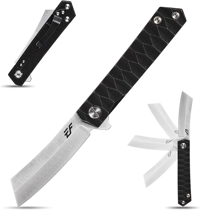 Eafengrow EF97 Pocket Knife Folding Knives D2 Steel Blade Titanium Handle Camping Outdoor Tools Knife EDC Hand Tool (black)