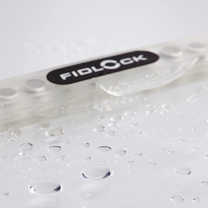 FIDLOCK Hermetic Dry Bag Flexible Magnetic Self-Sealing Bag for Cellphone | 100% Water &amp Sand Proof | Practical Size with a Large Opening | Lanyard Included | Multi | Transparent White