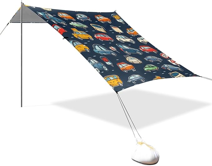 ALAZA Cartoon Transportatitraffic Signs Beach Tent Sun Shelter Portable Canopy Sunshade for Outdoor Camping Picnics Backyard Fun 10x9 ft