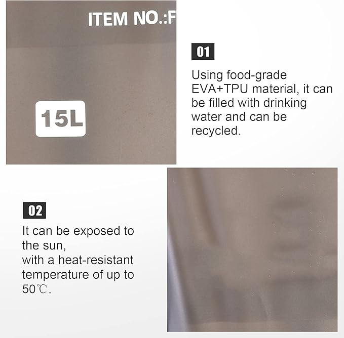 Outdoor Foldable Heated Shower Bag 15 Liter High Capacity Camping Shower Bag Kit with Shower Nozzle and Removable Hose Portable Summer Shower Bag for Hiking Beach Swimming