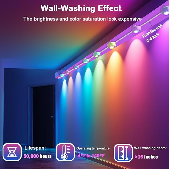 iYogaled 150ft Permanent Outdoor Christmas Lights for House Smart RGB+IC+Warm to Cool White LED Eave Lights with App Control IP65 Outside Light Compatible with Alexa Google Assistant