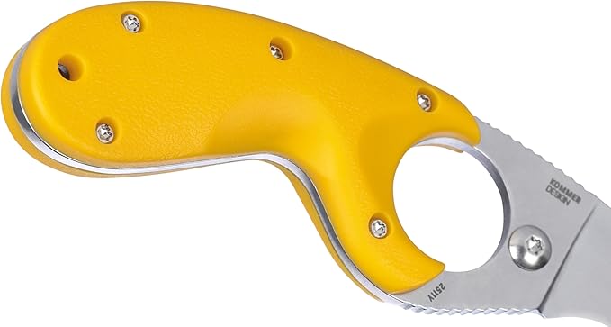 CRKT Bear Claw Fixed Blade Knife with Sheath: Rafting Rescue Self-Defense Serrated Blade with Blunt Tip Yellow Glass-Reinforced Nylon Handle Positive Sheath Lock 2511Y