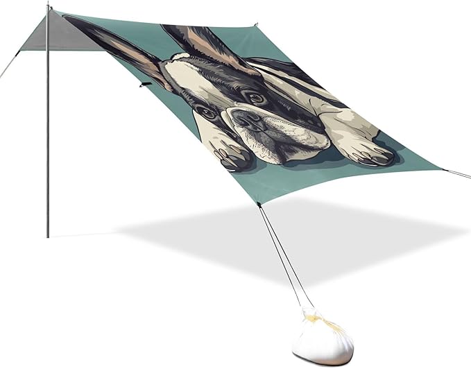 ALAZA French Bulldog on Green Beach Tent Sun Shelter Portable Canopy Sunshade for Outdoor Camping Picnics Backyard Fun 10x9 ft