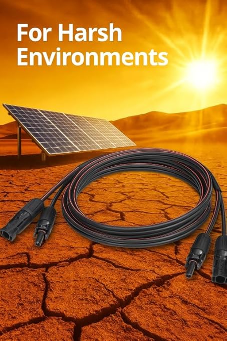 Solar Cable 20 Feet 2x12 AWG Twin Wire Solar Extension Cable Copper Strand with Female and Male Connectors on Both Ends Solar Panel Cable Wire &amp Adaptor for Home Shop and RV Solar Panels
