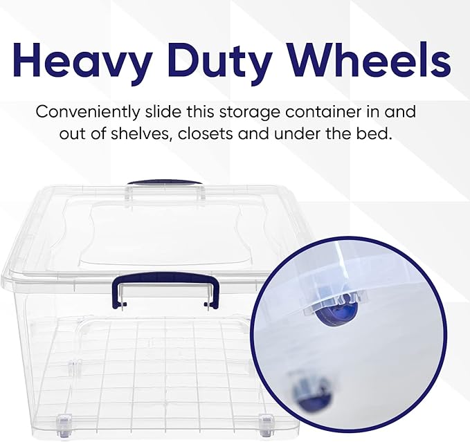Superio Storage Bins with Lids Clear Plastic Containers for Organizing Stackable Totes BPA Free Odor Free Organizer Boxes for Home and Dorm (2 Pack 60 Quart)