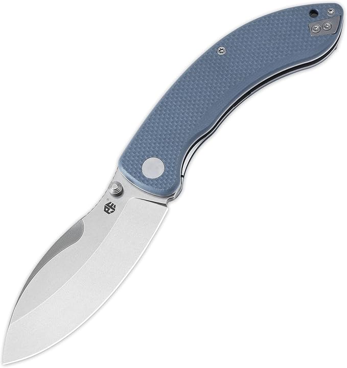 Petrified fish PFB06 Folding Knife3.74 14C28N Steel Stonewashed Blade G10 Handle Folding knife for EDC Camping Outdoor (Blue Stonewashed)