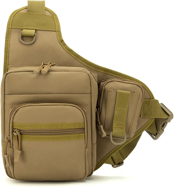 Cycling Bag for Men Outdoor Camping Storage Pouch Waterproof Mini Crossbody Bag for Tools and Essentials(Khaki)