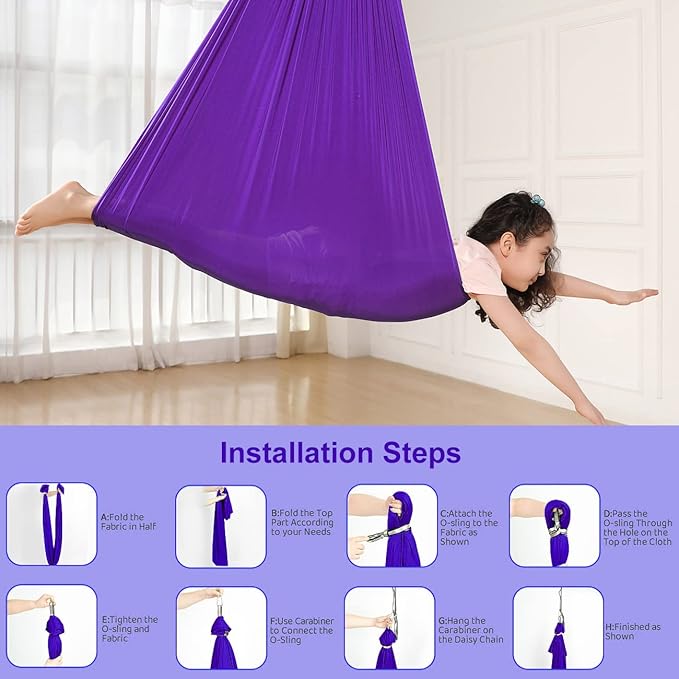 Kids Therapy Swing with Special Needs Snuggle Swing Cuddle Hammock Indoor Adjustable Aerial Yoga for Children with Autism ADHD Asperger Sensory Integration (Hardware Included)