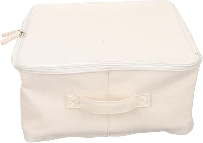 STOBAZA Decorative Storage Basket with Lid 13 Inch Foldable Fabric Clothes Storage Box for Living Room Wardrobe Organization and Toy Book