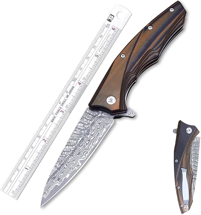 High Hardness VG10 Damascus Navaja Folding Knife Portable Outdoor Survival Fold Knives Wilderness Survival Camping Pocket Knife