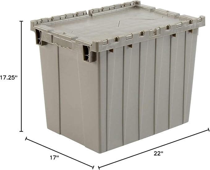 Global Industrial Distribution Container With Hinged Lid 21-7/8x15-1/4x17-1/4 Gray