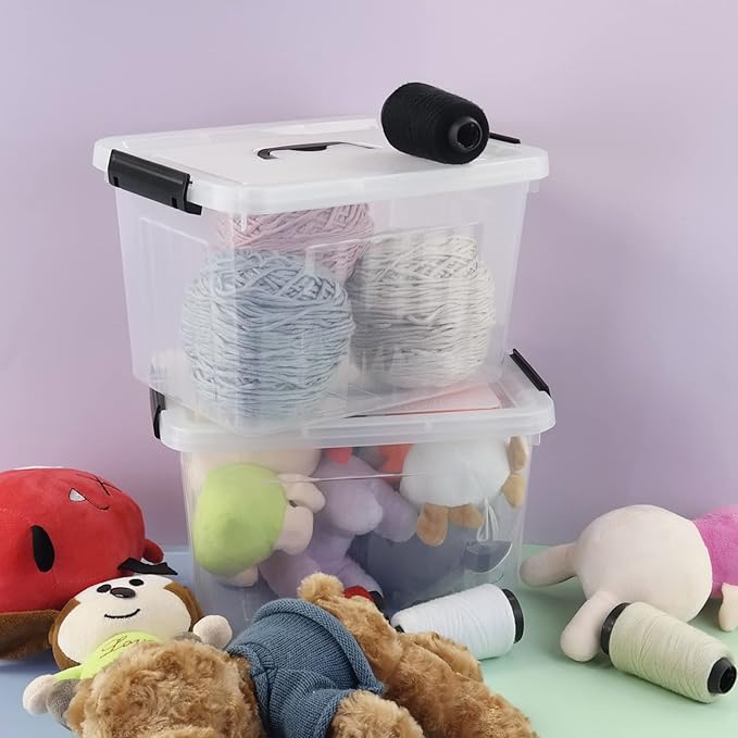 10 L Plastic Clear Storage Box Plastic Latching Box with Lid 6-PACK