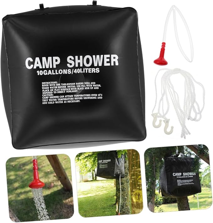 VANZACK 40L Solar Shower Bag for Camping Portable Solar Heating Water Bag Outdoor Shower Pouch Convenient Handle for Hiking and Beach Activities