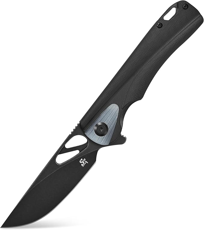 Sitivien ST165 Folding KnifeK110 Steel Blade with G10 Handle EDC Tool Knife Pocket Knife for Outdoor CampingHikingFishing(Black)