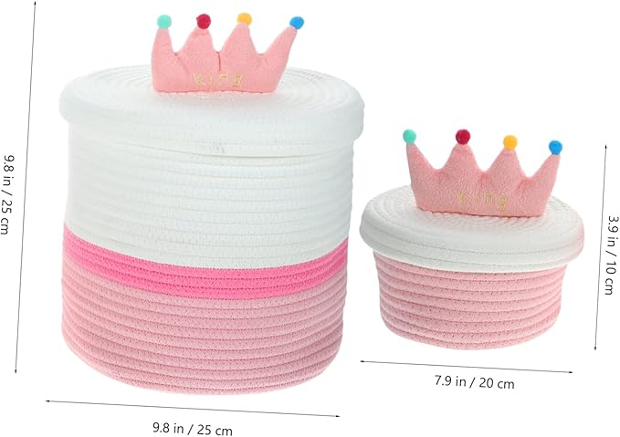 Happyyami 2pcs Baskets Lids Decorative Storage Boxes Lids for Organizing Woven Basket