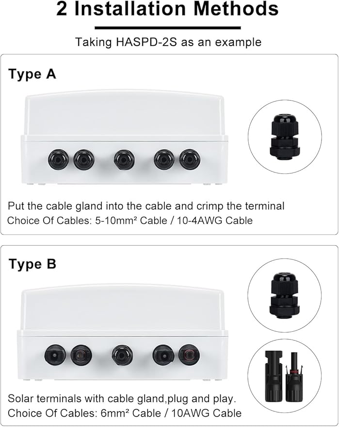 DIHOOL Solar Disconnect Switch 40Amp DC Circuit Breaker with Surge Protector PV Combiner Box for Solar Panel 2 in 2 Out