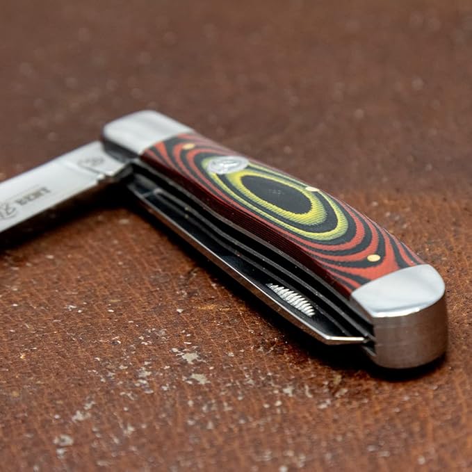 WHISKEY BENT HAT CO. Traditional Trapper Folding Pocket Knife 4.125 Closed Length 440C Stainless Steel Blades (Desert Sand)