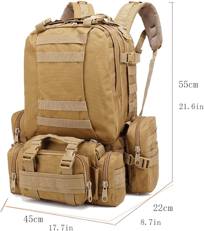 Tactical Backpack MOLLE Rucksacks Detachable Assault Pack Bug Out Bag