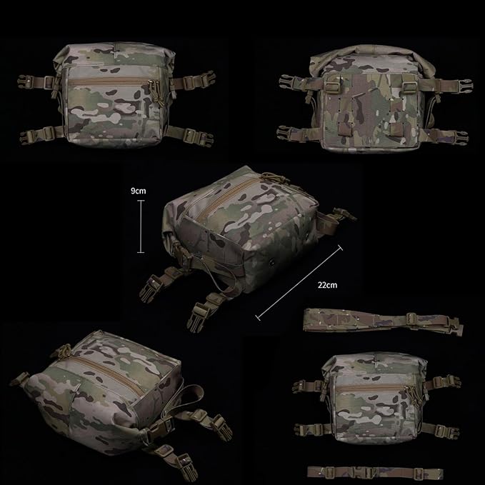 Tactical Chest Rig Expansion PackLarge Capacity MOLLE Admin Open Top PouchWaist Bag Expansion Pack for Split Chest Pack