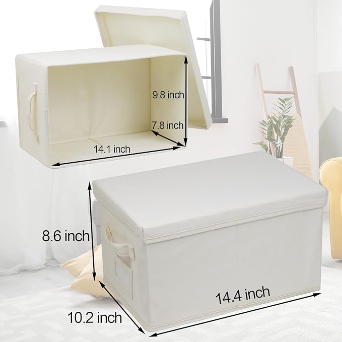 Fordonral 3 Pcs Closet Storage Bins with Lids &amp Lable &amp Handles 15 22 Quart Collapsible Fabric Stackable Storage Bin Cube Organizer Lidded Organizing Boxes Storage Containers