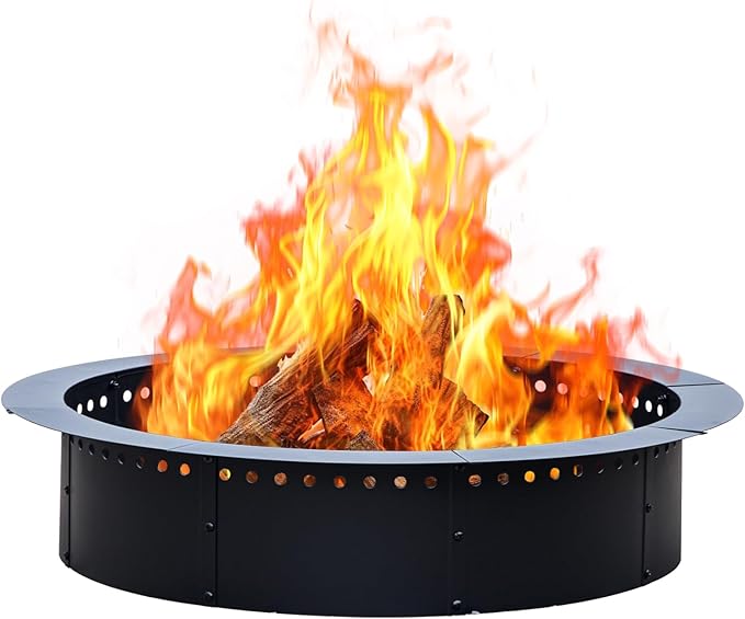 42 inch Outdoor Fire Pit Liner Round Heavy Duty Fire Pits Rim Insert Firepit for Outside DIY Campfire Fireplace