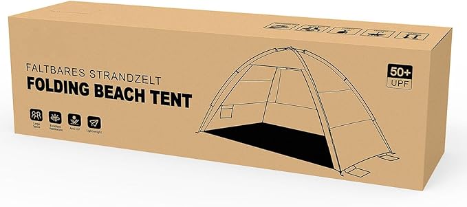 CALLARON Folding Beach Tent Large Sun Shelter UPF 50+ Pop Up Beach Tent Portable Family Tents Quick Open Canopy for 2-4 People Camping Travel